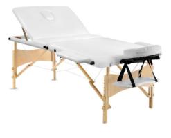 Camilla de masaje plegable de madera 190 cm x 70 cm. Blanco